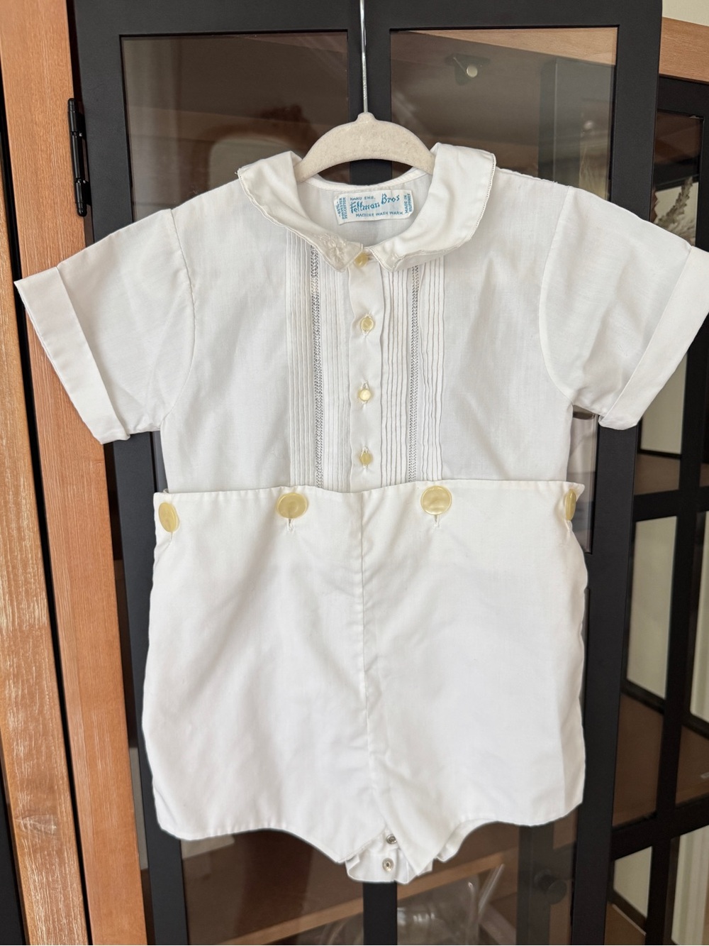 Feltman Brothers heirloom bobby suit shortall baptism vintage collar baby boy
